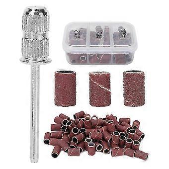 2024 75 pezzi Kit di bande abrasive per unghie Punte per trapano per unghie 80 # 120 # 180 # Grana marrone con scatola di immagazzinaggio
