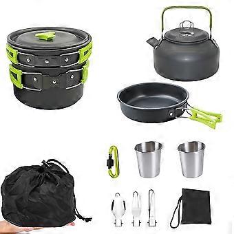 Portable Camping Cookware Set, Lightweight Aluminum Alloy Pots and Pans Kettle Frying Pan Cups Foldable Utensils Carry Bag for Hiking Trekking Picnic
