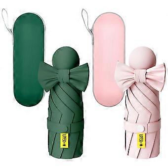 Set of 2 Compact Travel Umbrellas with Capsule Case, 5Fold Mini Folding Design, UV Blocking and Waterproof
