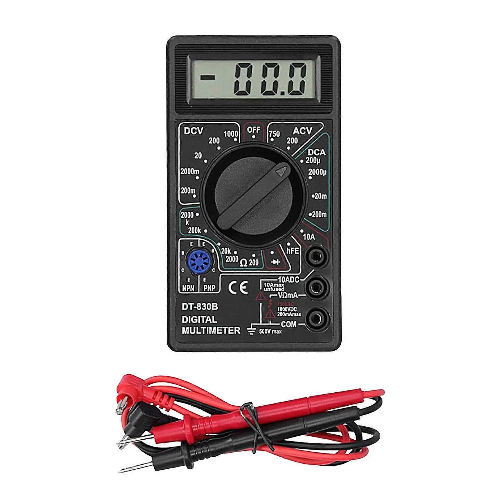 Digital Multimeter Voltage Current Meter Resistance Diode Transistor Tester with Test Pens