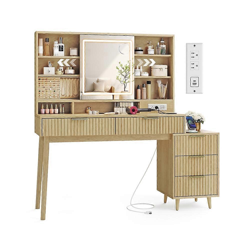 MAXE Collection - Vanity Desk with Sliding Mirror and Lig