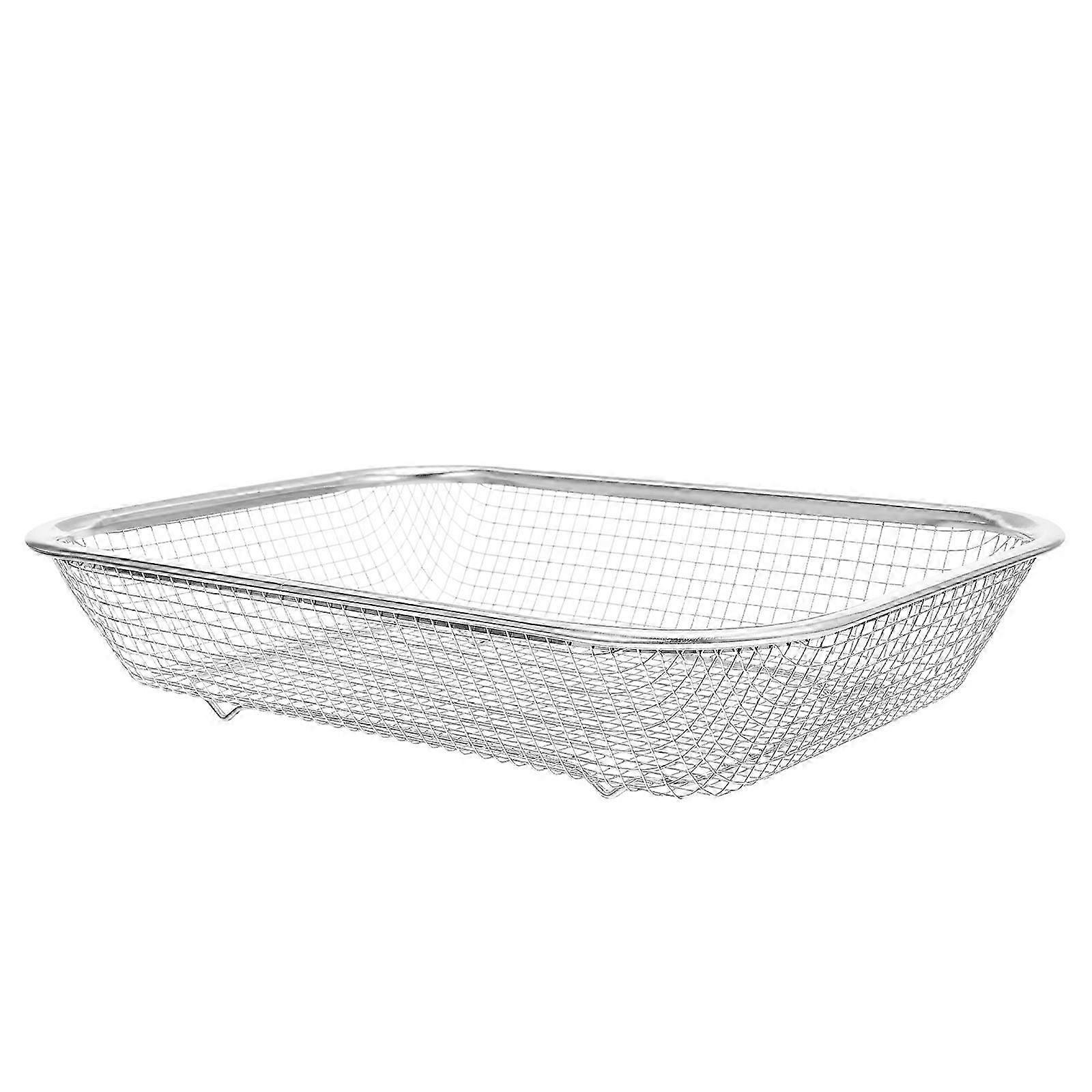 Stainless Steel Strainers For Kitchen Drain Basket Sieve Multi-Function Drainage Silver Rectangular Storage 1Set