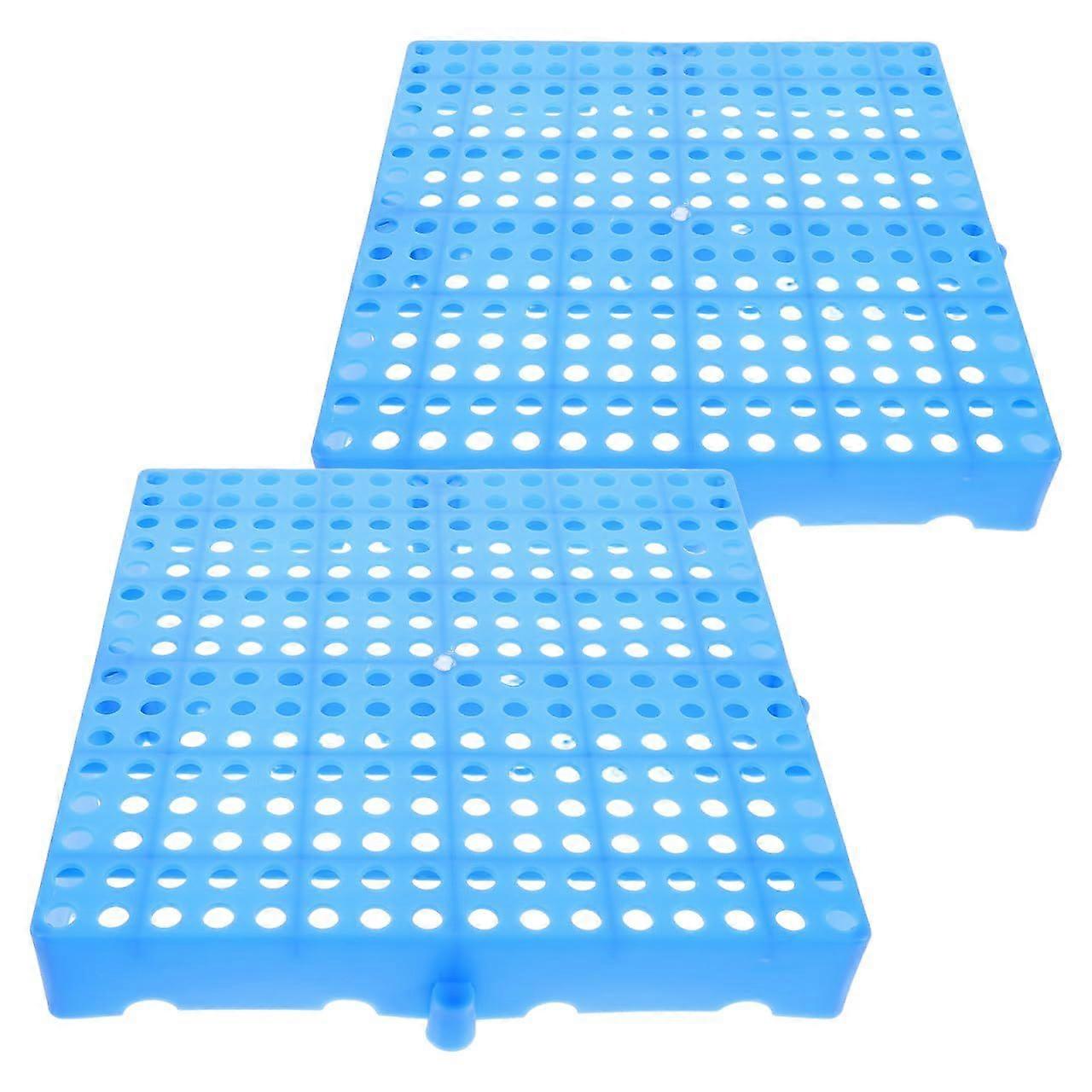 Blue Plastic Ventilation Grid Pallet 2pcs Interlocking Floor