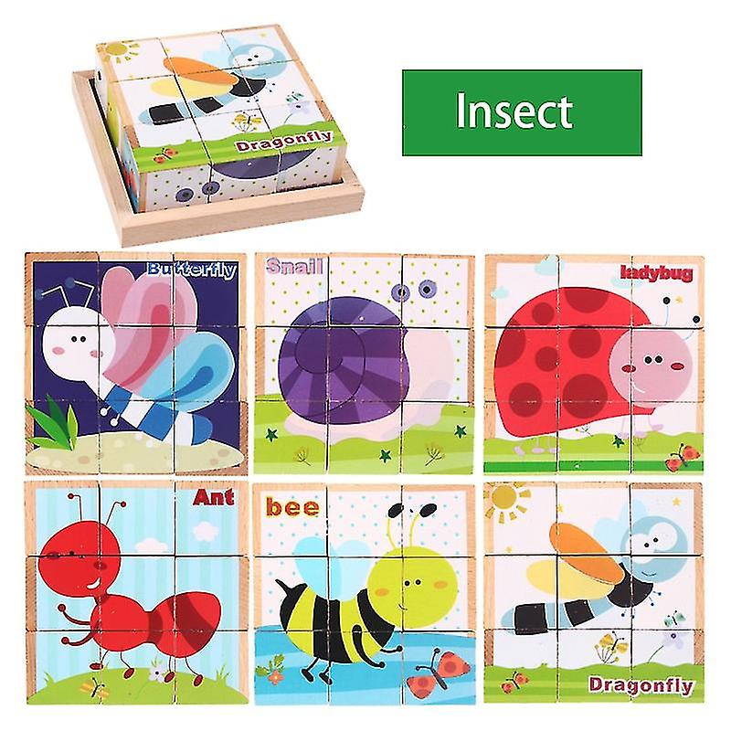 Wooden 3d Puzzle, 6 Patterns, Childrens Puzzle Game,-(insect)
