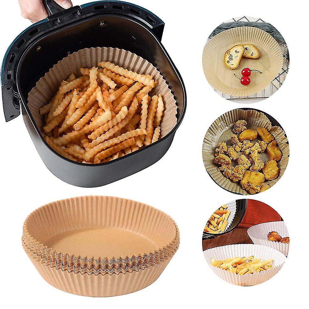 50pcs Air Fryer Liner Steamer Liner Disposable Wood Pulp Paper Non-stick Steaming Oil Paper For 3-6l Fryer