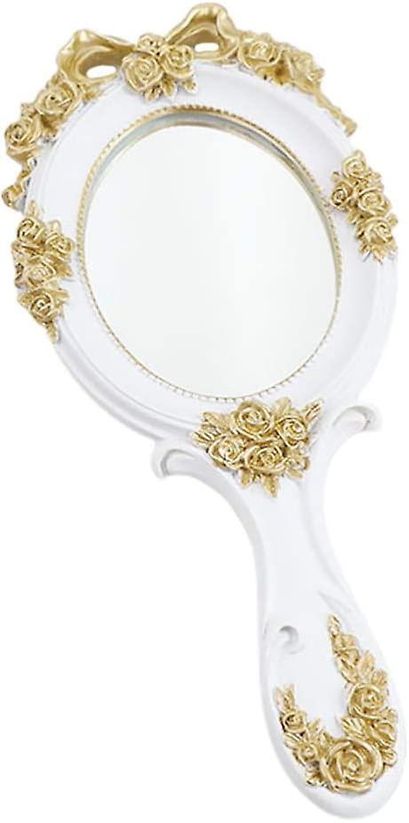 2023 - أبيض خمر اليد مرآة الغرور مرآة مع مقبض العتيقة المحمولة الغرور مرآة السيدات