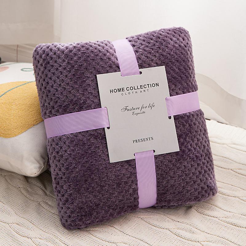 Solid Colour Pineapple Fleece Coral Fleece Air Conditioning Blanket Napping Blanket Style03