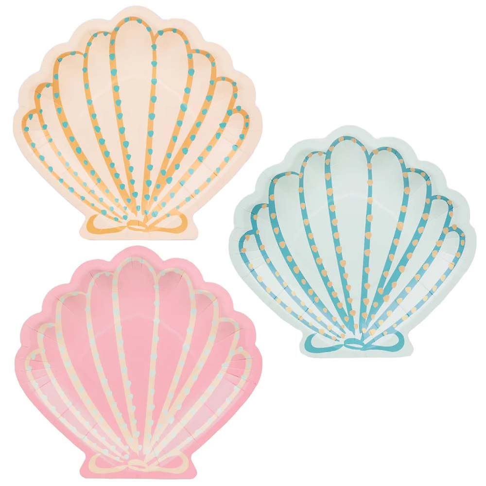 Shell Shaped Paper Plates | Mermaid Birthday Party Tableware x 12