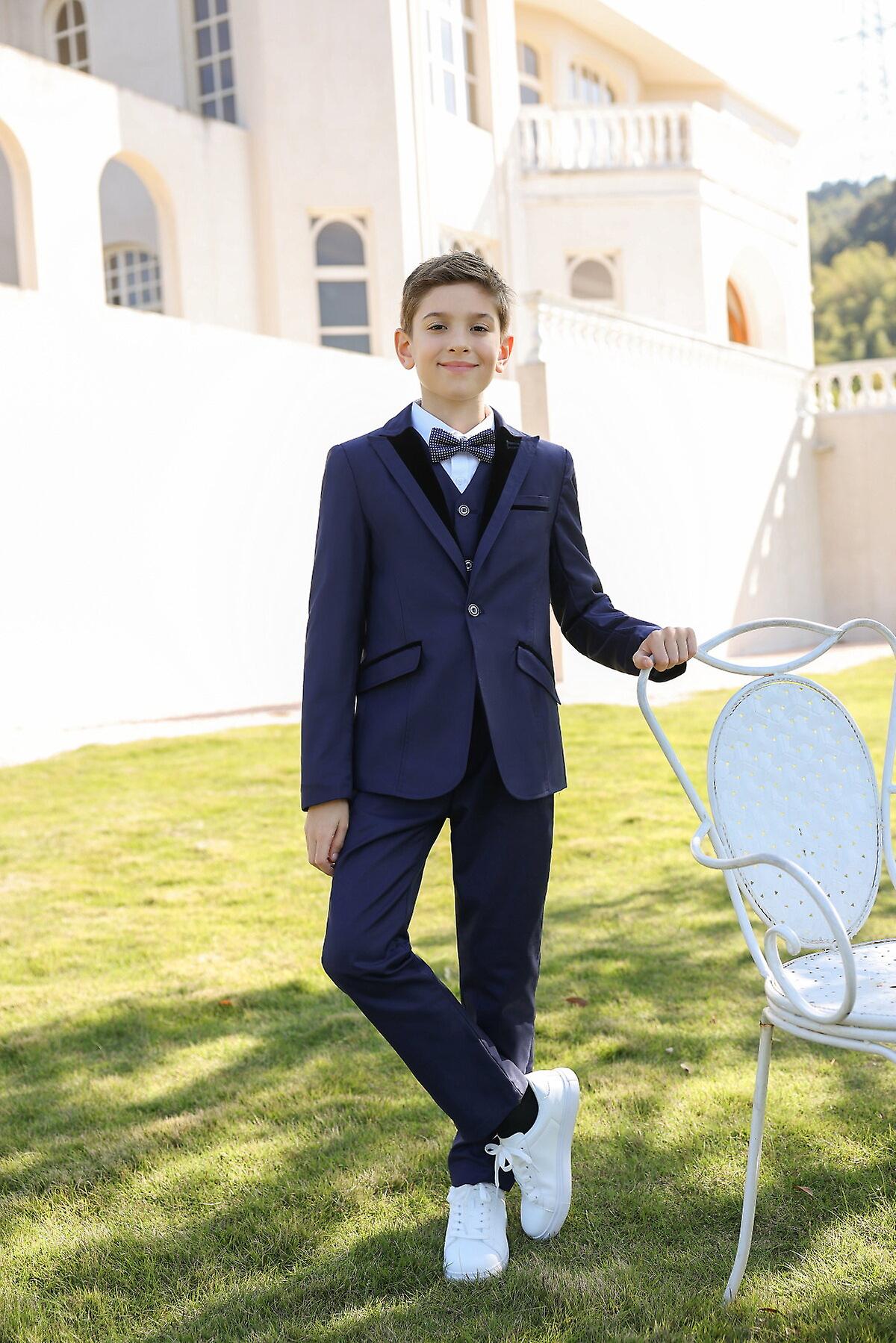 Sliktaa Garçons 3Pce Costume Couture Ouverte Blazer Mariage Dîner De Fête Smoking