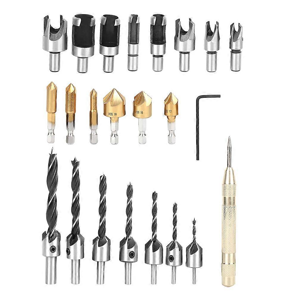 MechKit Chamfering Tool 23Pcs Claw Type Chamfer Drill Bit Hex Set, Woodworking Cutter Chamfering Tool, Deburring Drill Bits for Precision