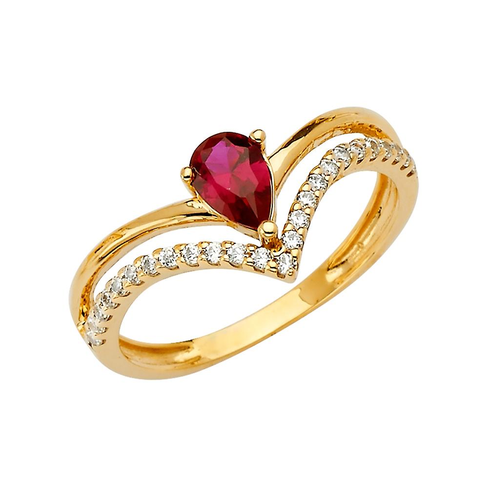 14k Yellow Gold 2 Rows Fancy Cubic Zirconia Ring Size 7 Band Style-Ring for Women - 1.9 Grams