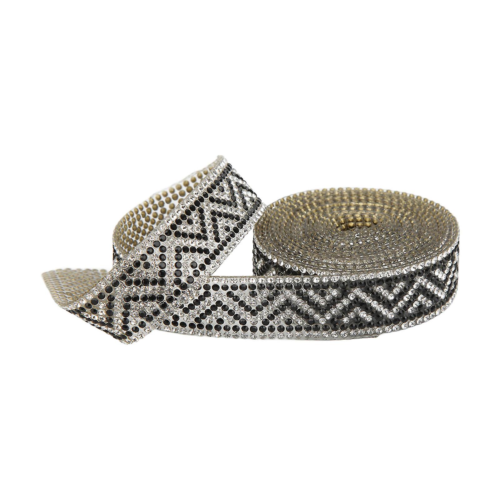 Chaîne en strass de 2 mètres de large, 2 cm de large, couleurs brillantes, texture, ruban pour bricolage, fête de mariage, noir