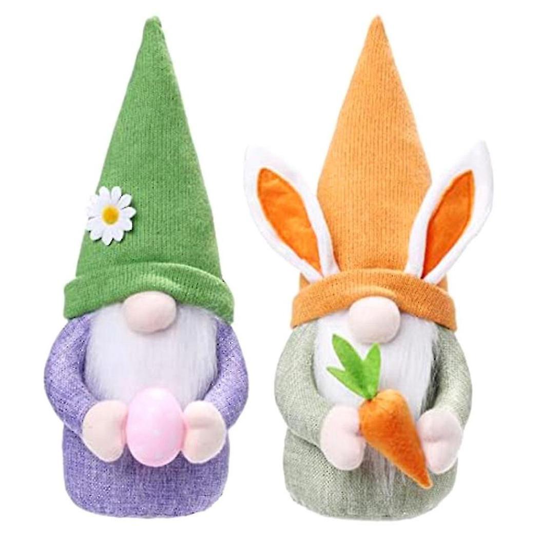 2Pcs Easter Decorations,Handmade Spring Easter Gnomes Plush Doll Easter Bunny Gnomes Decor, Easter Gifts Decorations