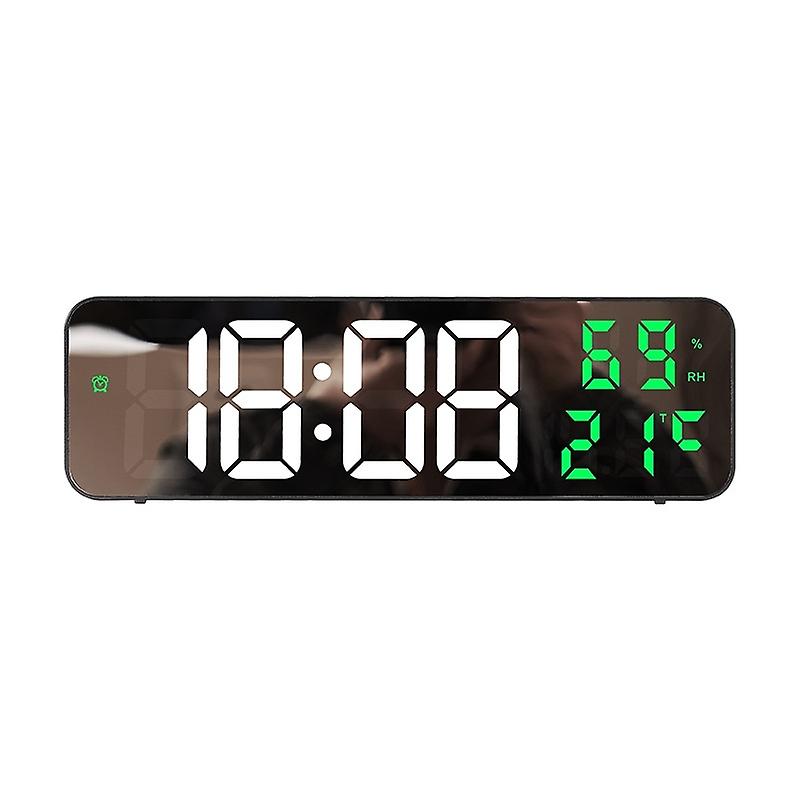 671  Mirror Screen Digital LED Alarm Clock 671 (Black Shell White Green)