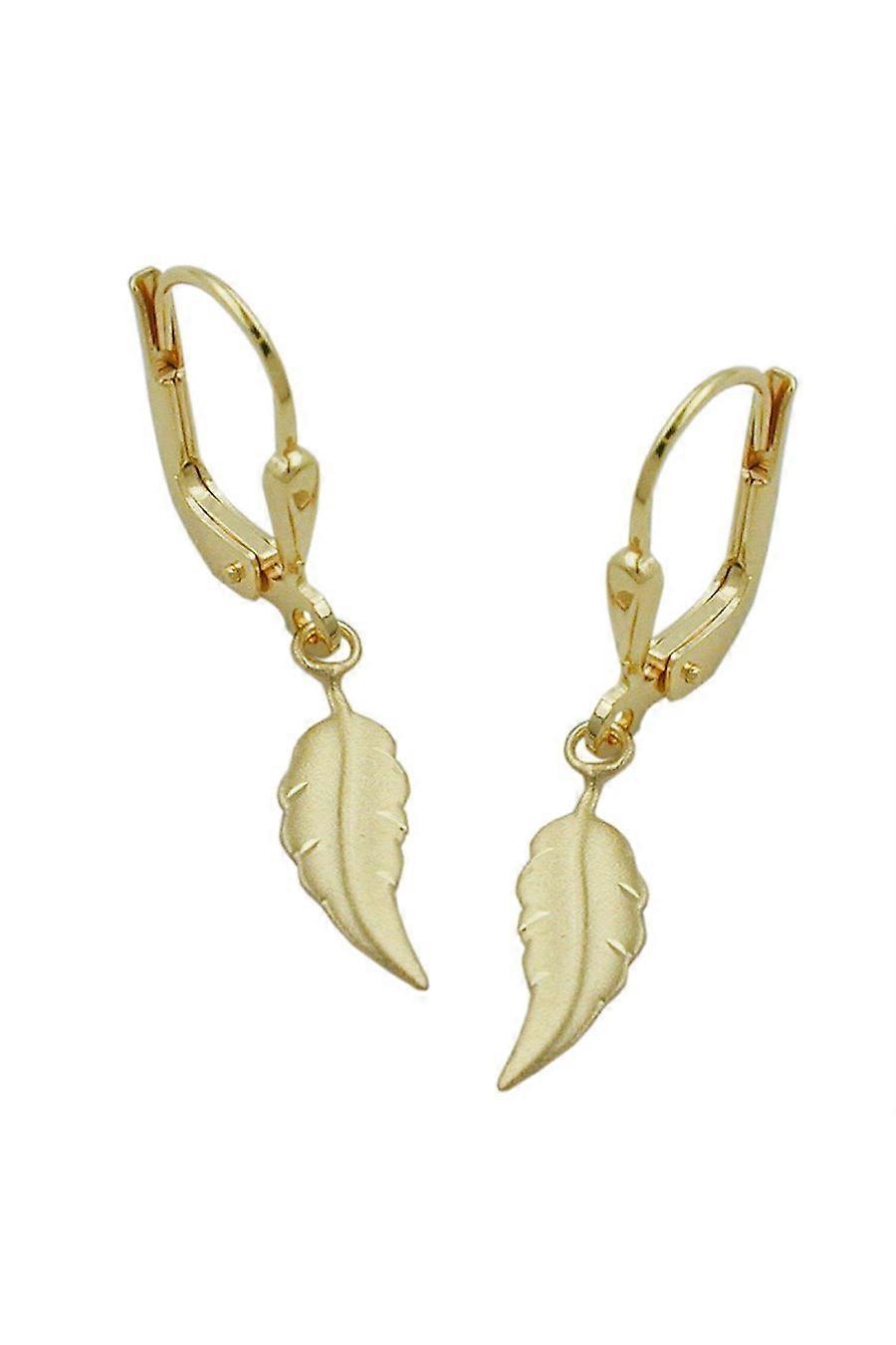 Leverback Earrings Leaf Matte Finished 8k Gold - Gl431081