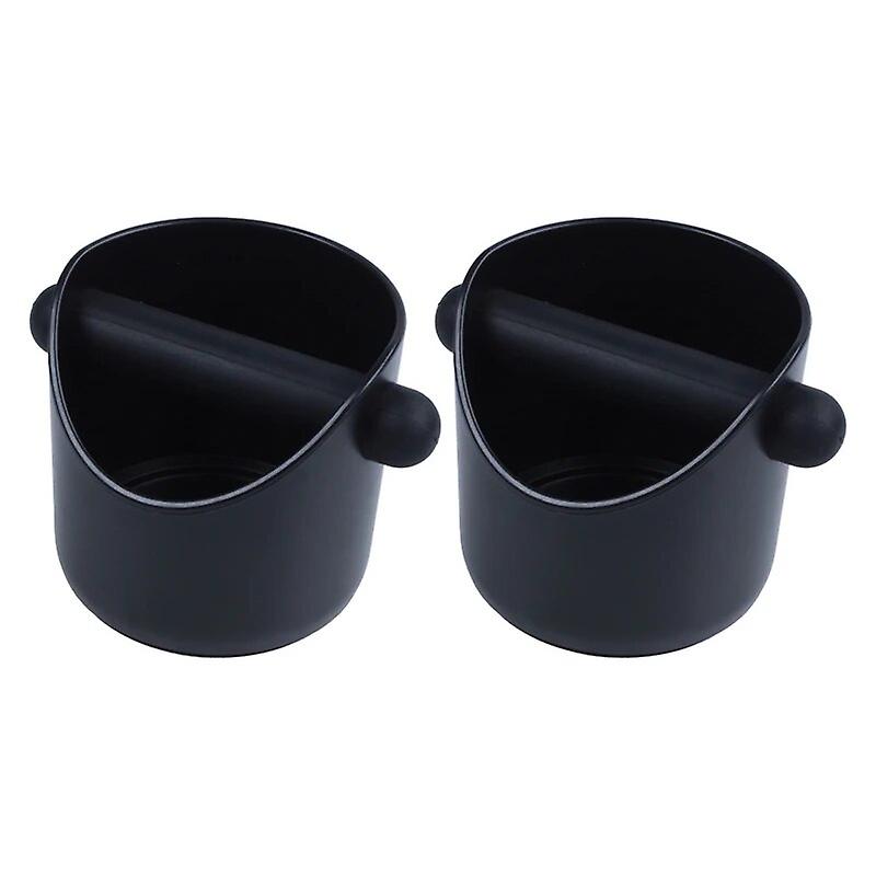 2X Coffee Grind Knock Box And Espresso Dump Bin (Black)~11118