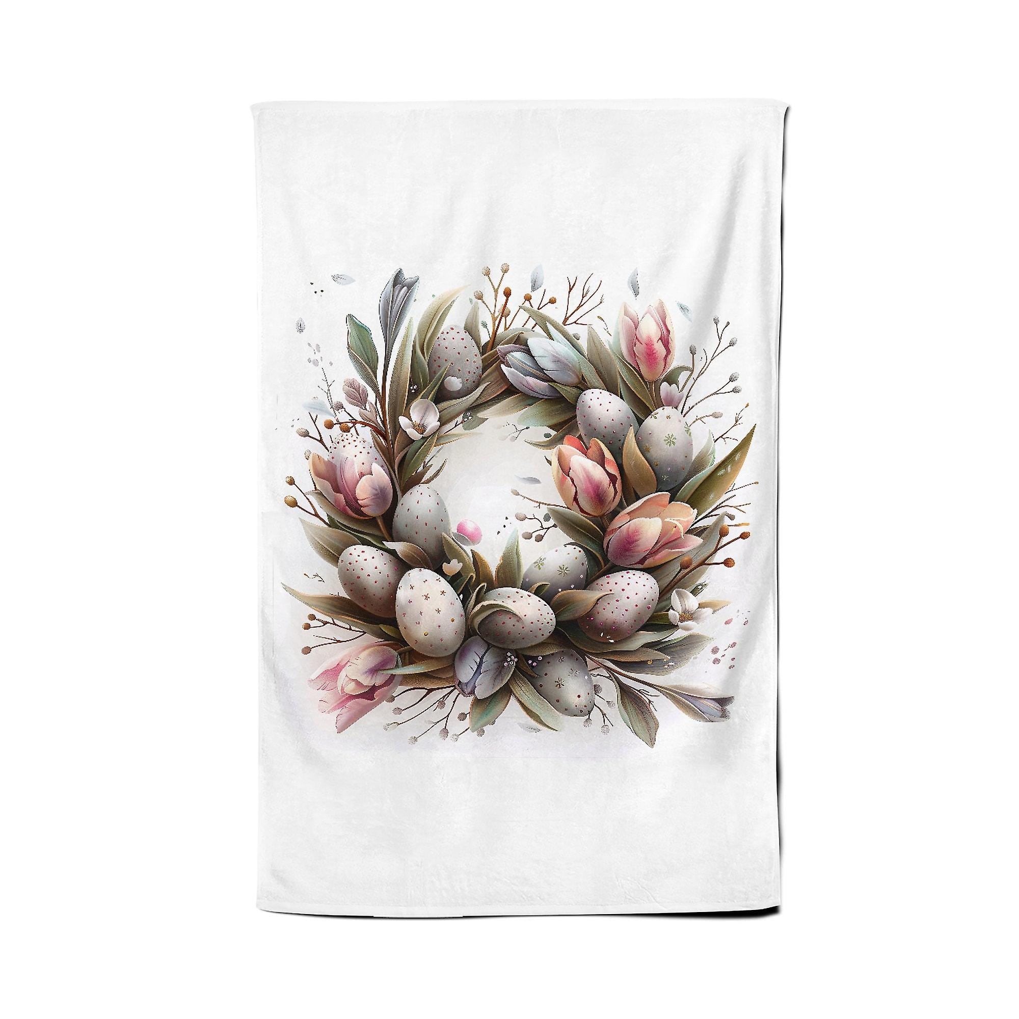 Easter Egg Wreath Tea Towel