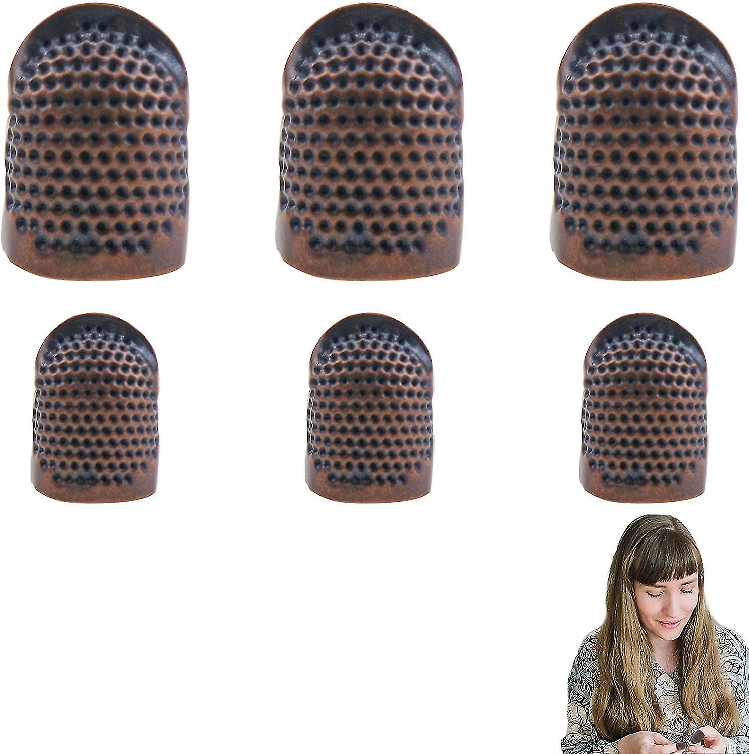 6 Pcs Metal Sewing Thimble Finger Protector, DIY Sewing ToolRed Bronze