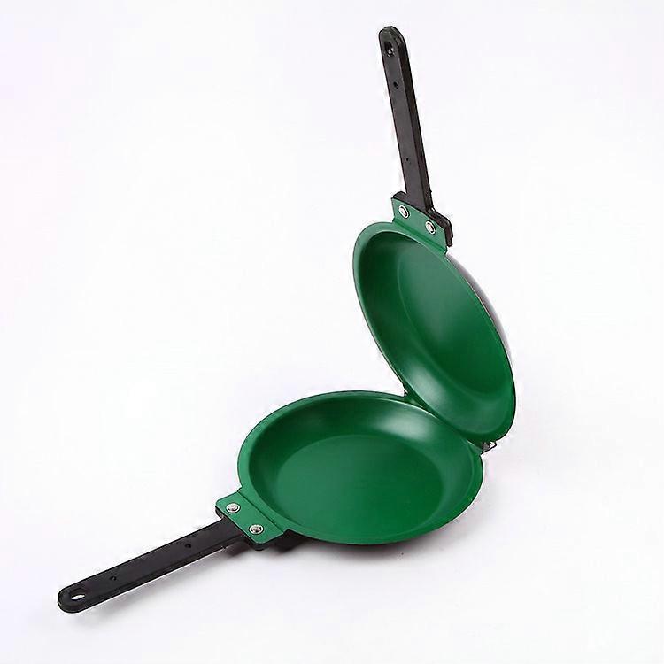 DIY Non-Stick Flip Pan, Double Sided Pancake Maker Omelette Pan Healthy Frying Pan General Use for Gas and Induction Cooker (Color : Green)