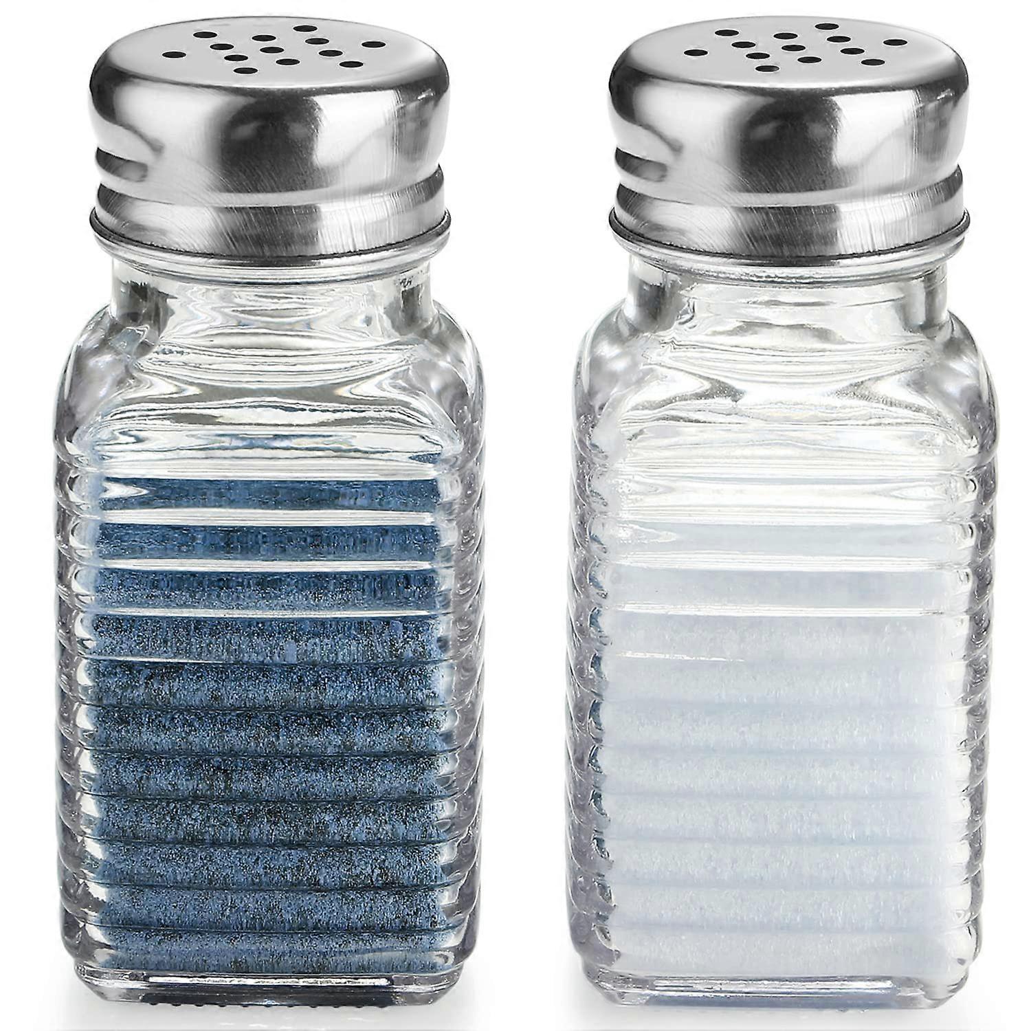 2pcs Salt And Pepper Shakers Set, Square Salt Shaker Set, Seasoning Bottle, Kitchen Spice Shakers, Glass Seasoning Jar, Creative Spice Shaker For Outd