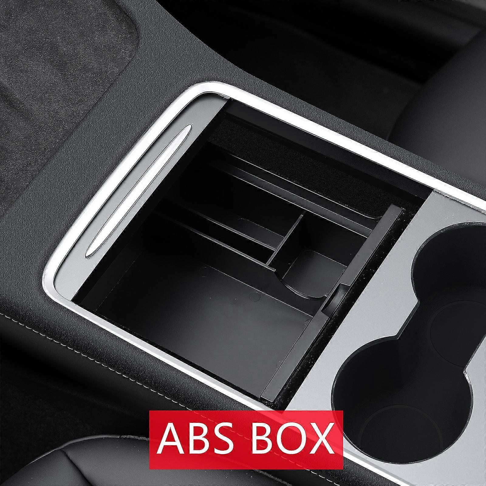 Tefun For Tesla Model 3 Y 2021 2022 Storage Box Car Central Armrest Flocking/abs Storage Box Organizer Model 3 2021 Accessories