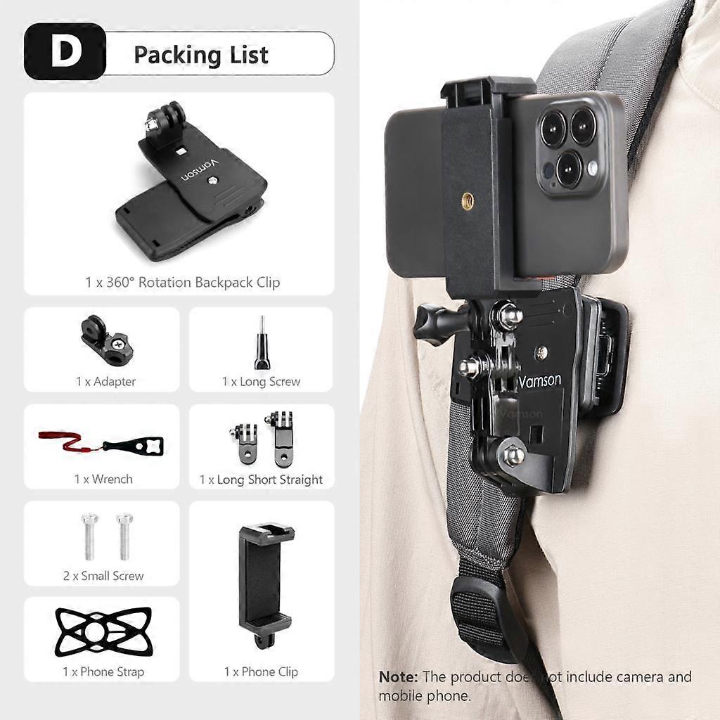 Vamson 360 Far Resistant Backpack Reset For Insta360 Bery One X2 Camera Launched Backpack Mount Gopro Inst 360 Dji Sjscreenshot Eken