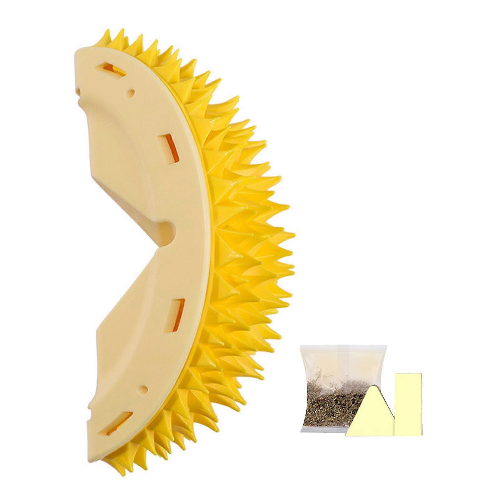 Cat Self Groomer Cute Durian Shape Durable ABS PVC Catnip Container Bright Color Cat Corner Scratcher for Home Wall