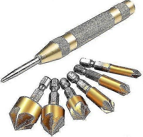 Conjunto de 6 brocas de fresagem cônicas hexagonais Shank com punção automática A Yu