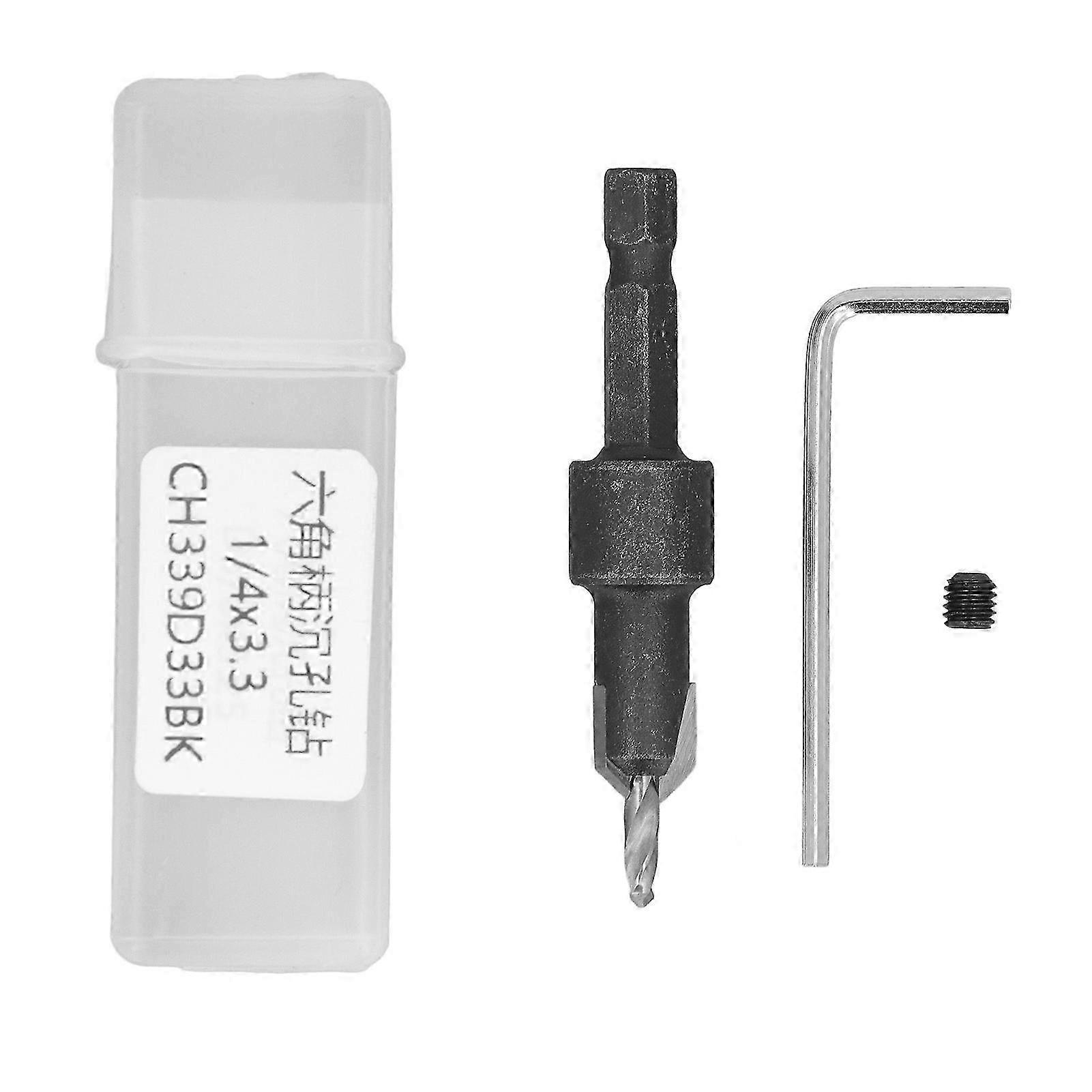 Countersink Drill Bit 1/4x3.3 Hex Shank Carbide Adjustable Drilling Tool for Woodworking_Sep