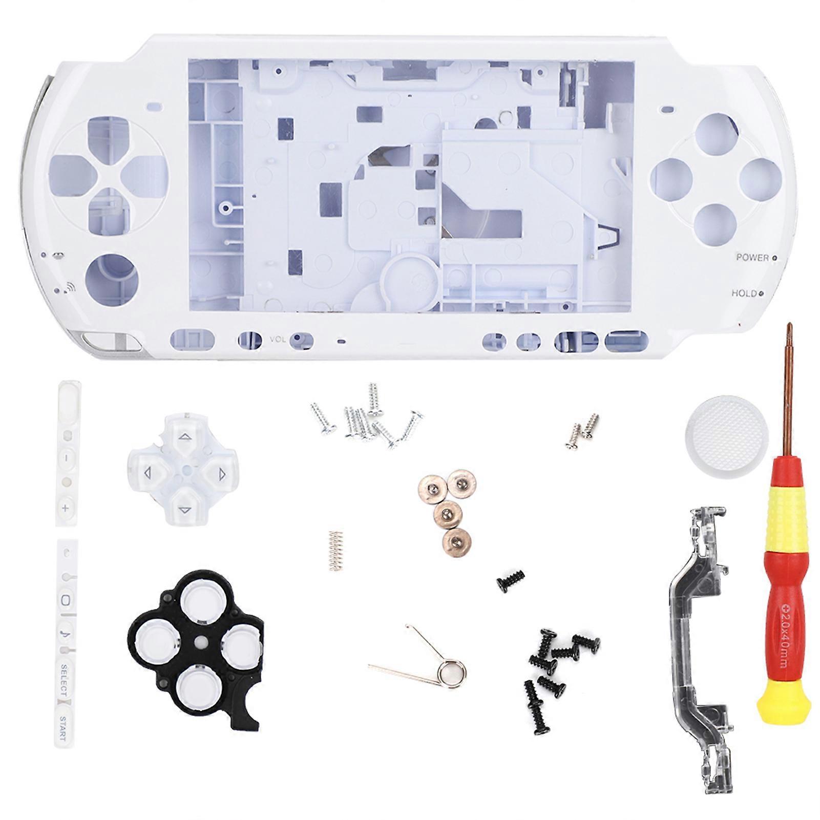 For PSP3000 Game Console Case Full Housing Shell With Screwdriver Wearable Compact(White)