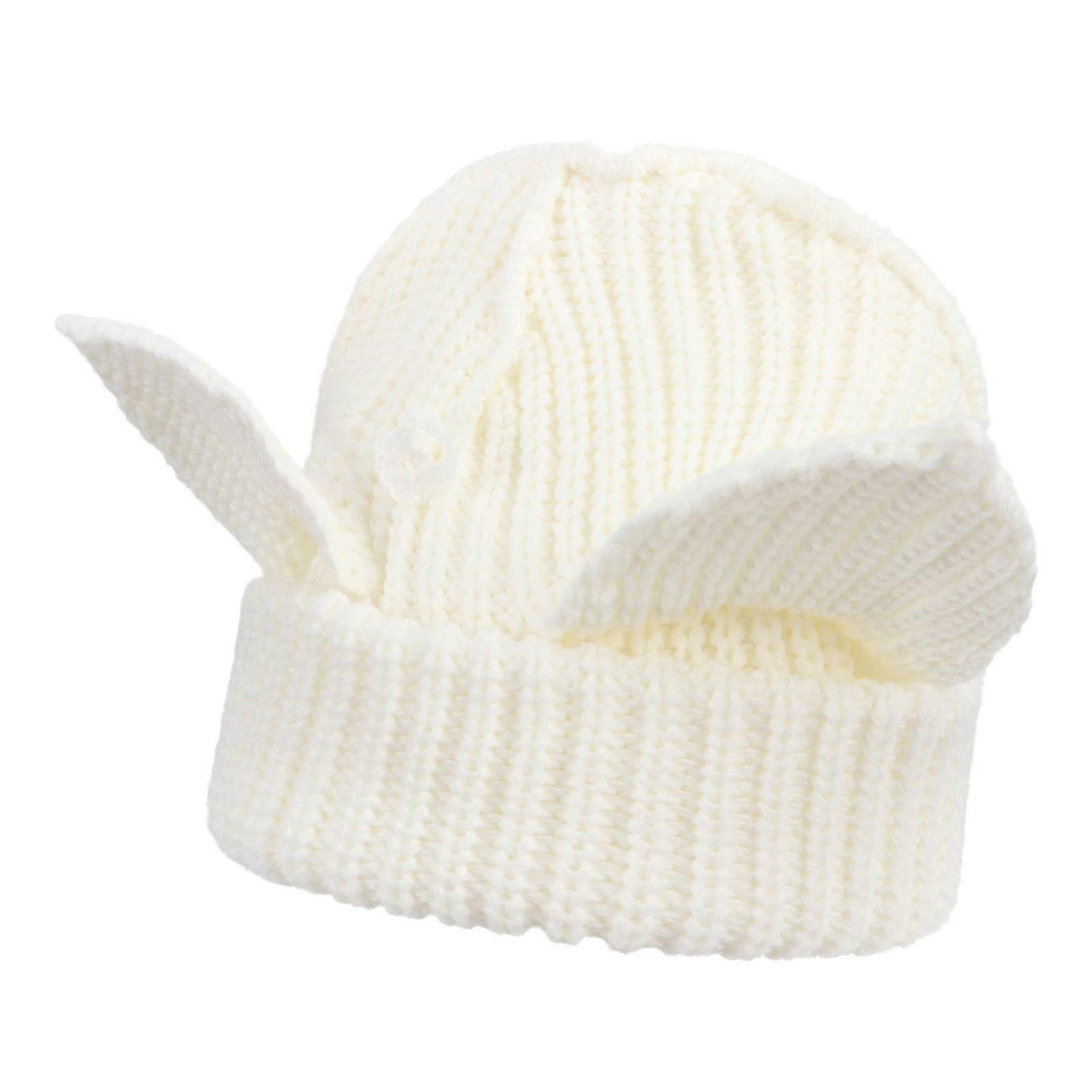 Cute Little Devil Cat Ear Striped Warm Hat Soft Comfort Slouchy Beany Knitted Hat for Indoor Outdoor