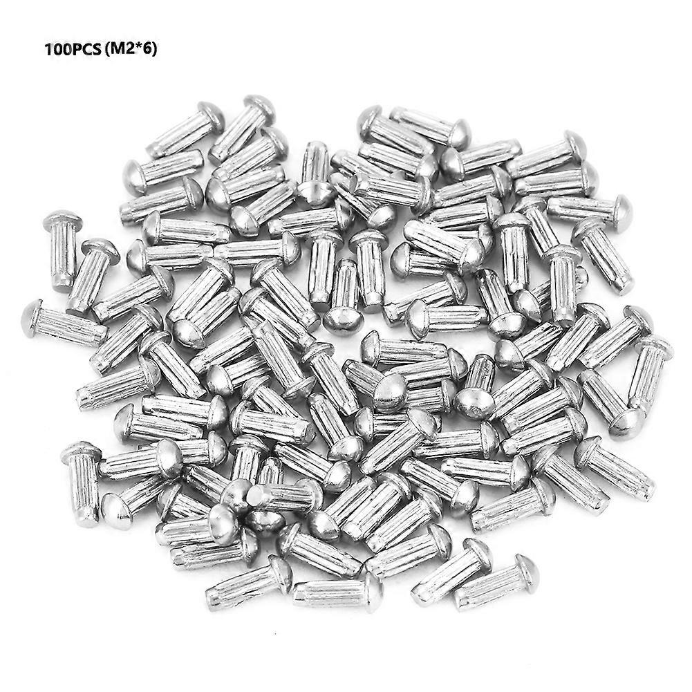 100pcs M2 Stainless Steel Round Head Knurled Shank Solid Rivets Assortment Set (M2*6) YEMAA