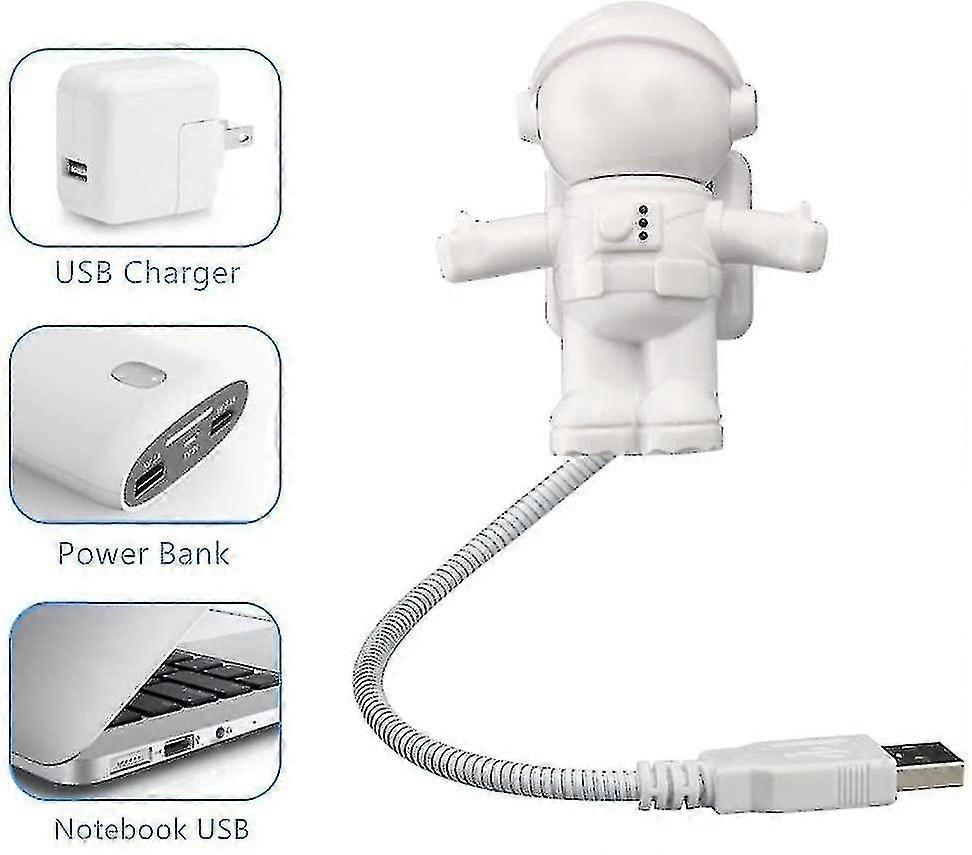 2024 2 Pcs Usb Led Reading Light Lamp, Creative Spaceman Astronaut Eye-care Flexible Usb Light Led Laptop Lamp On/off Switch For Notebook Laptop, Desk