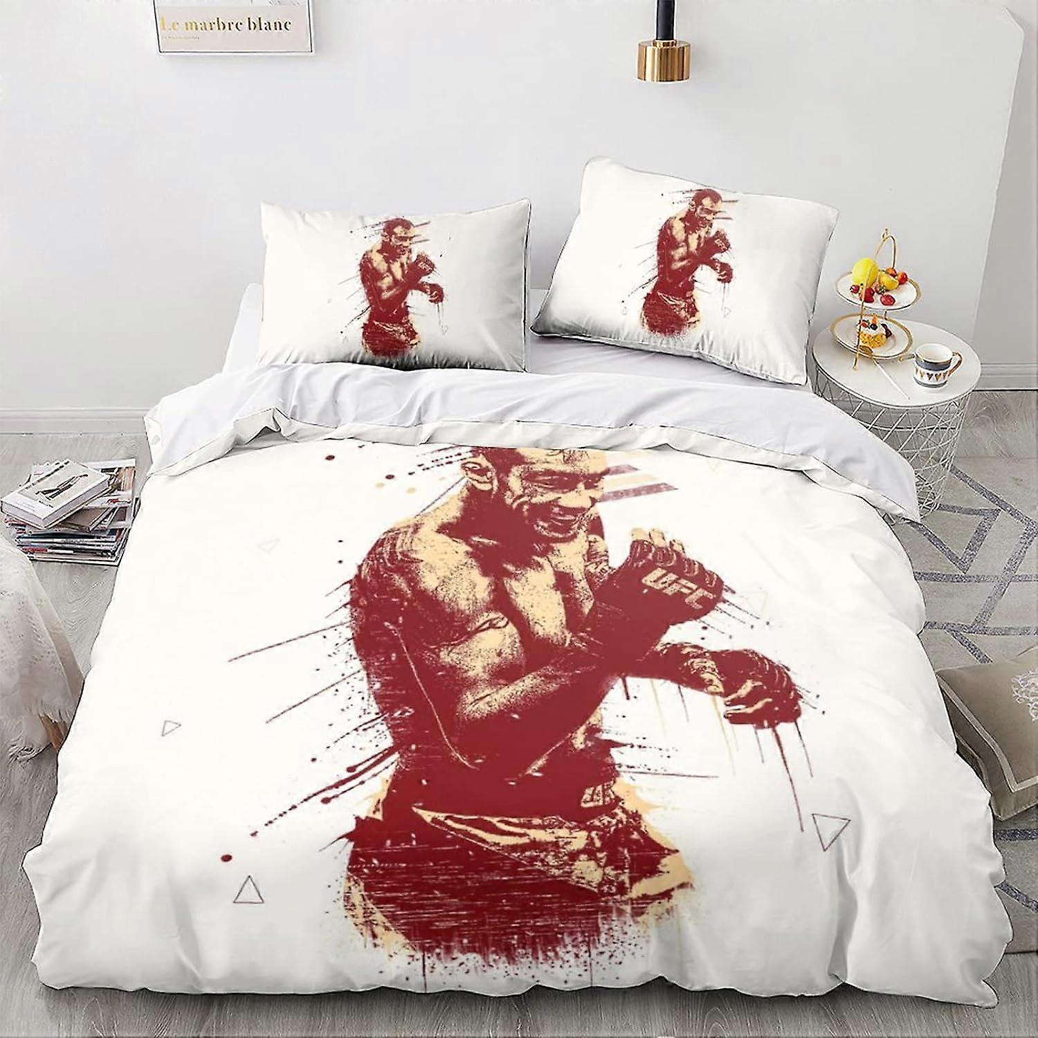 UFC Bedding Set MMA Fighter Kids Duvet Cover Set Soft Microfiber with Zipper Closure King