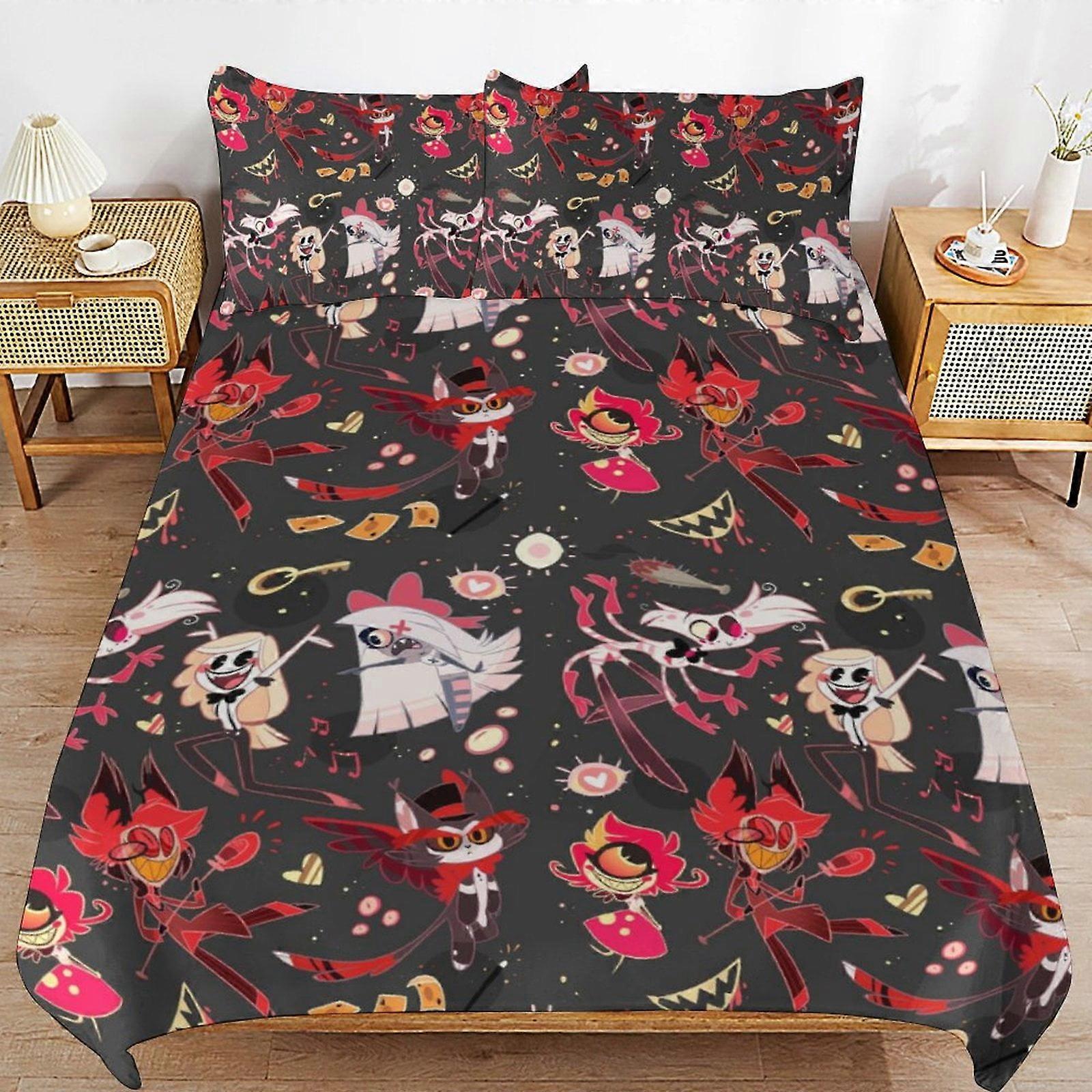c431 Hazbin Hotel Helluva Boss Sängkläder Set Påslakan Bekväm och lätt tecknad sängkläder 3-delat sängset Twin (1 påslakan och 2 örngott