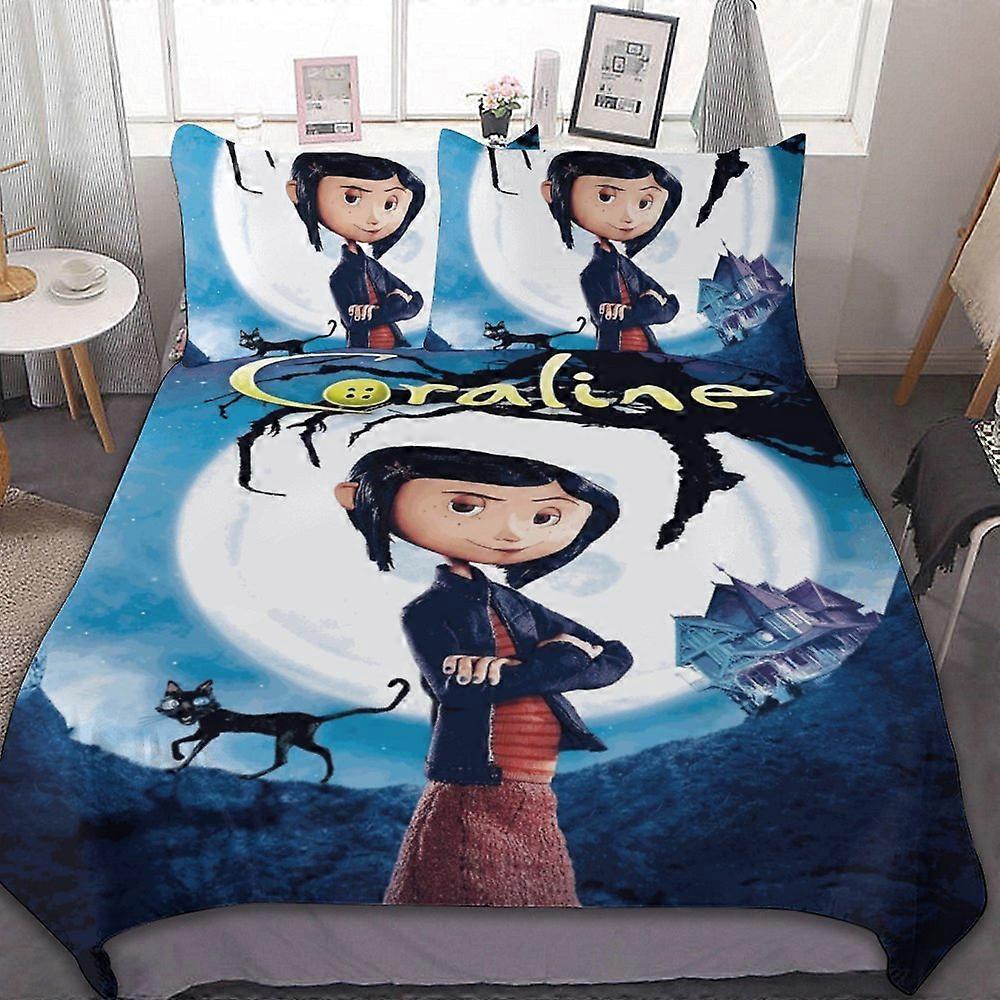 v79 Coraline Conjunto de Cama de 3 Peças Conjunto de Capa de Edredom Macio Quente e Confortável Conjunto de Cama com 1 Capa de Edredom e 2 Fronhas para Quarto ol79