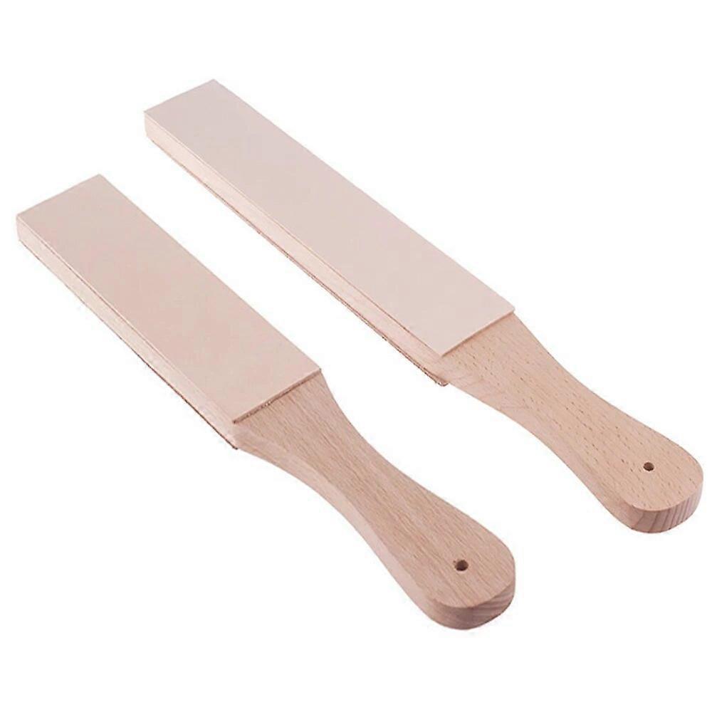 Leather Craft Wooden Handle Knife Sharpener Polish Sharpening Strop Edge Slicker Burnisher 2 Sides Honing Compound Grinding Tool
