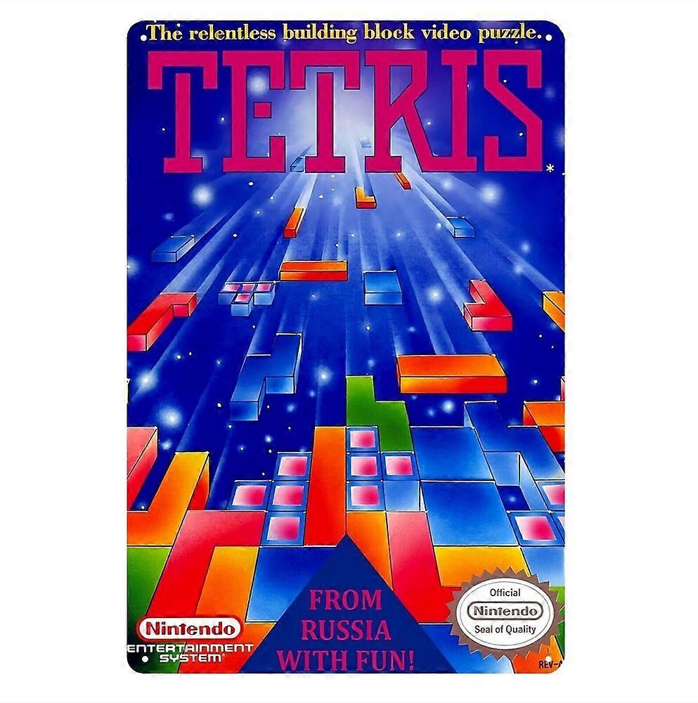 Tetris Nintendo Nes Affiche en métal de jeu vidéo rétro (8x12 pouces) BPA799