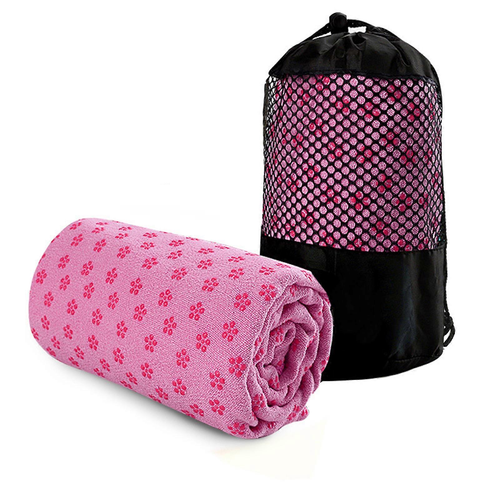 Non Slip Yoga-Mat Towel Cover Anti Skid Microfiber Super Soft Pilates Towel Blanket with Mesh Bag for Indoor Outdoor