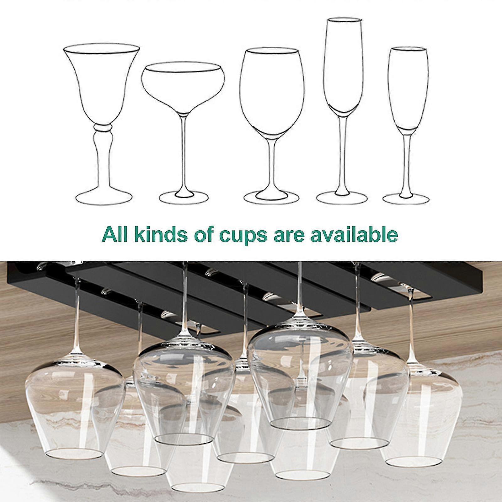 thumbnail image 2 of Set Of 3 Bronze Under Cabinet Wine Glass Racks - Stainless Steel, 24.5cm, Hanging Stemware Holder For Kitchen, Bar 2 of 14