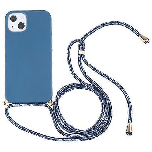For iPhone 15 Wheat Straw TPU Shockproof Mobile Phone Case with Neck Lanyard