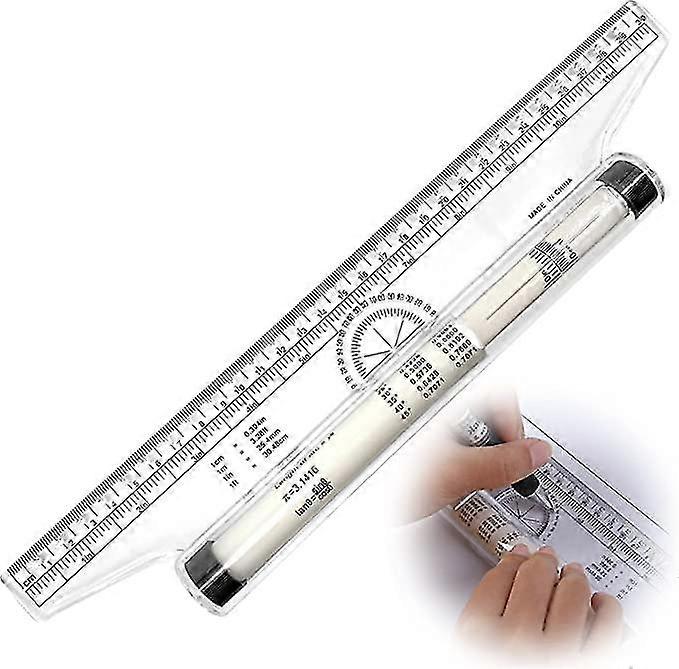 30cm Rolling Ruler, 1 Pcs Plastic Rolling Protractor Ruler, Clear Multi-Purpose Parallel Rolling Ruler and Protractor Drafting Ruler, Drafting Measuri