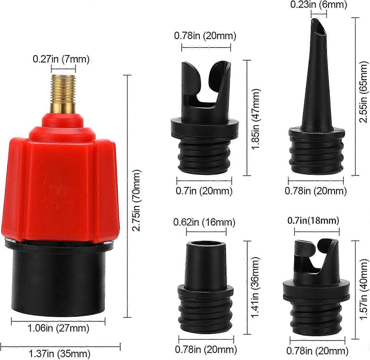 Yaju Inflatable Sup Pump Adaptor Air Pump Converter, 4 Standards Conventional Air Valve Attachment For Inflatable Boat, Stand Up Paddle Board, Infla