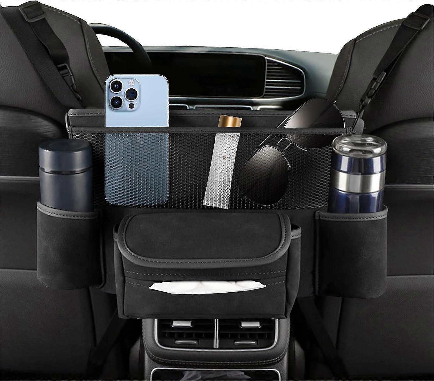 Black.Car Organizer, Extra Large Capacity Storage, Multi-Pocket, Handbag