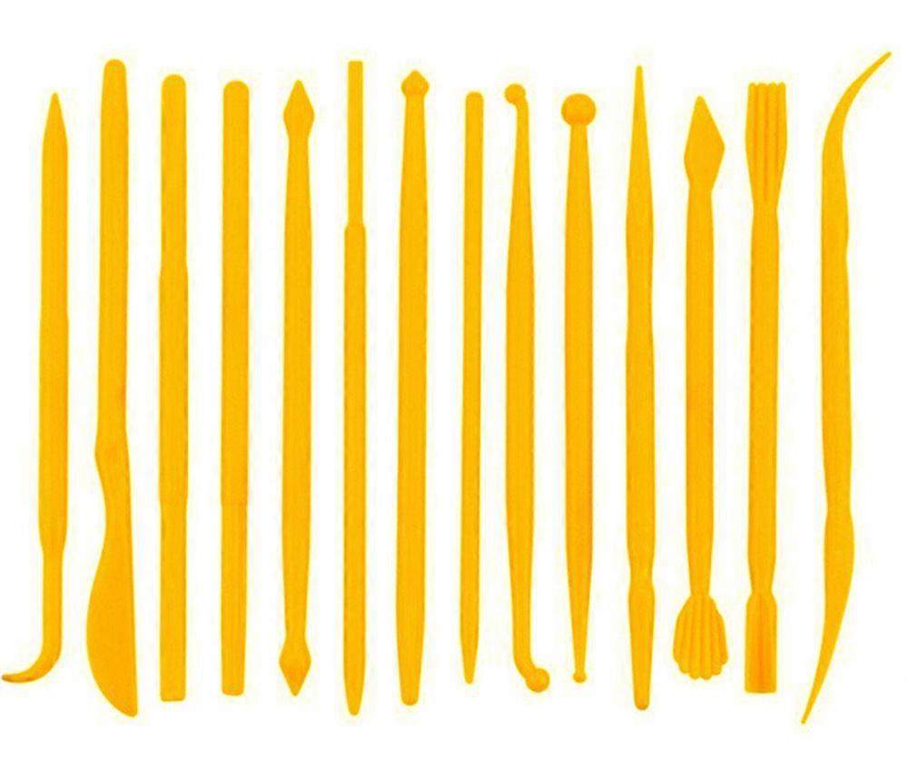 14pcs Set Plastic Crafts Clay Modeling Tool for Shaping and Sculpting by yueton (Yellow)