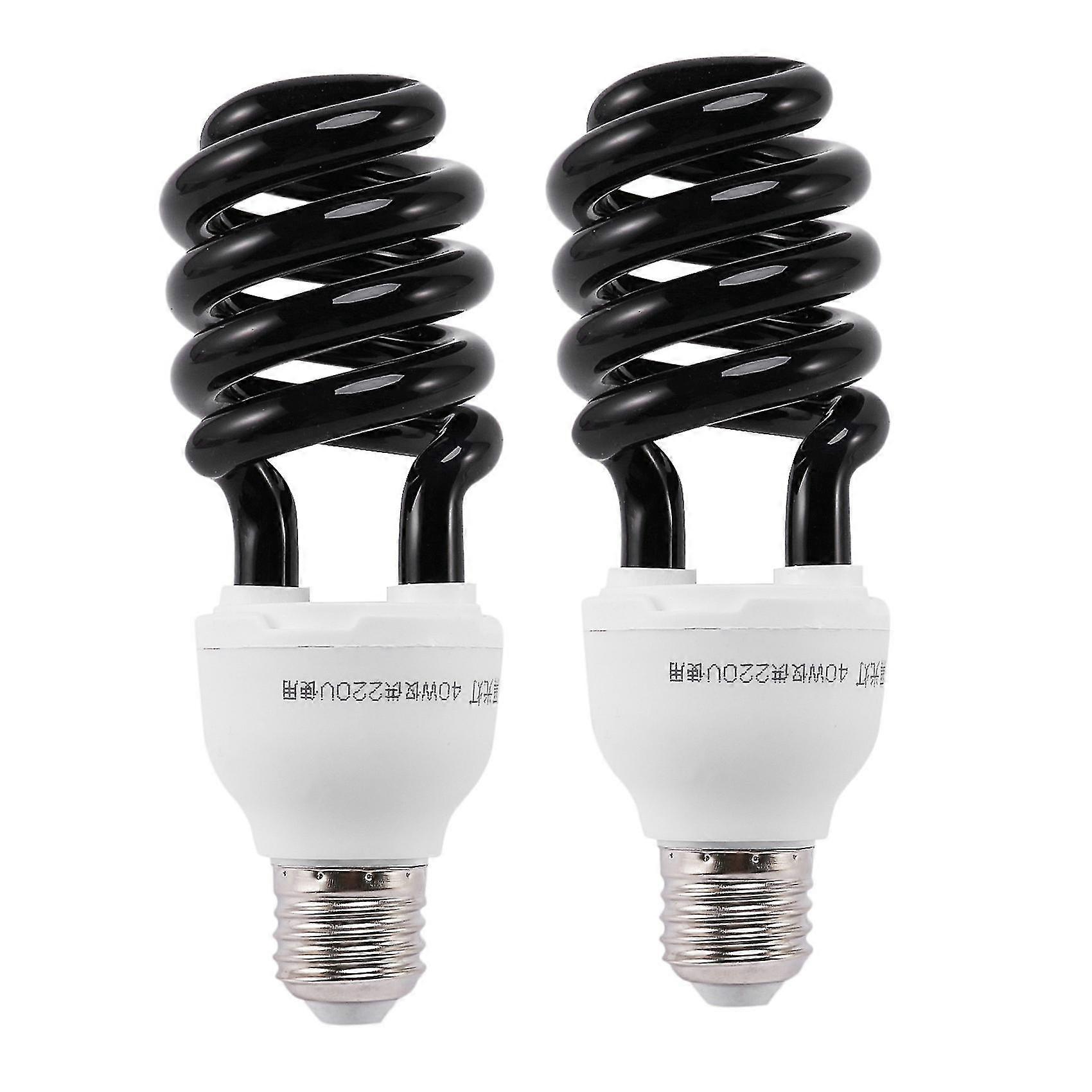 2x E27 40w Uv Ultraviolet Fluorescent Blacklight Cfl Light Bulb Lamp 220v Shape:spiral Wattage Volt