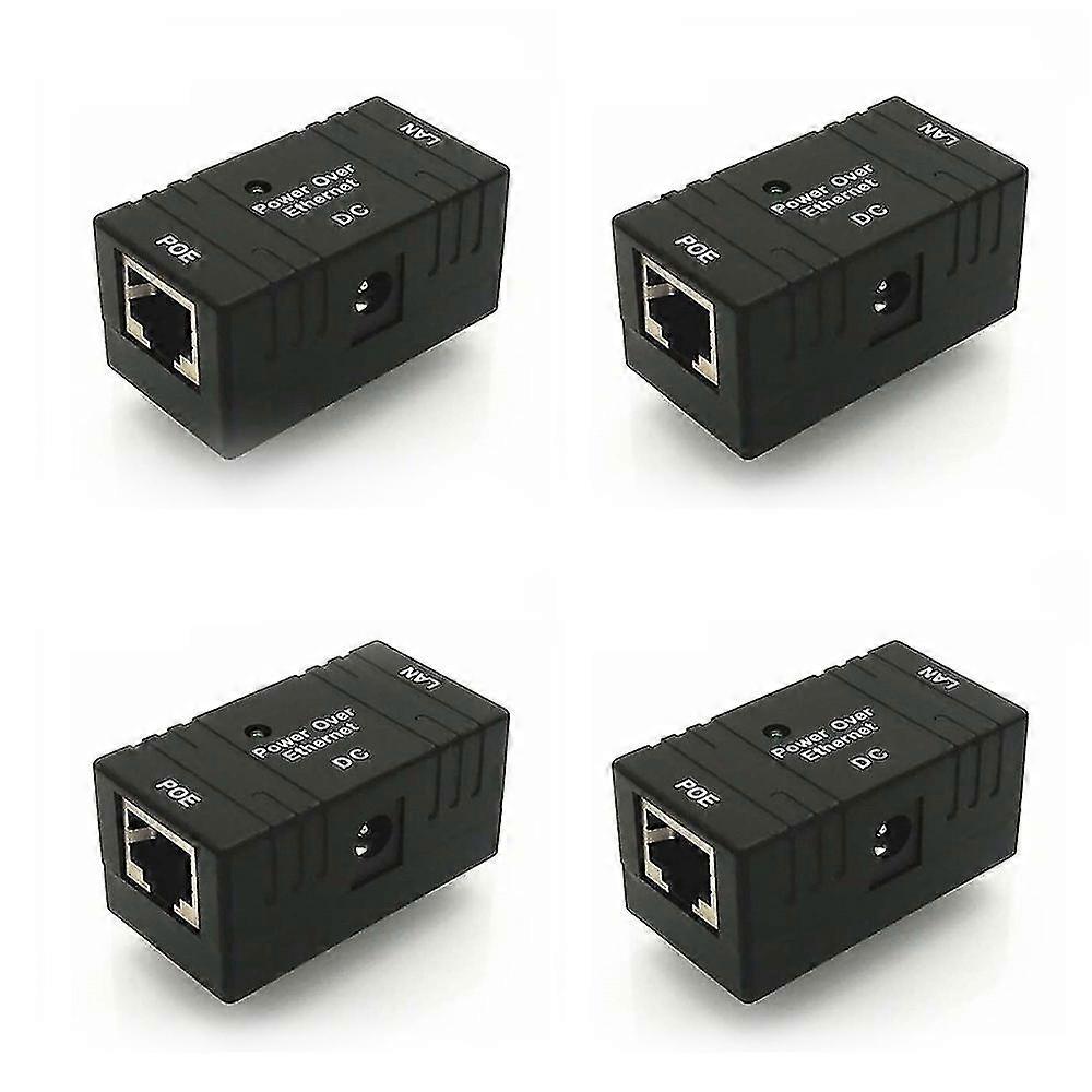 4pcs 10m/100mbp Passive Poe Power Over Ethernet Rj-45 Injector Splitter Wall Mount Adapter For Cctv
