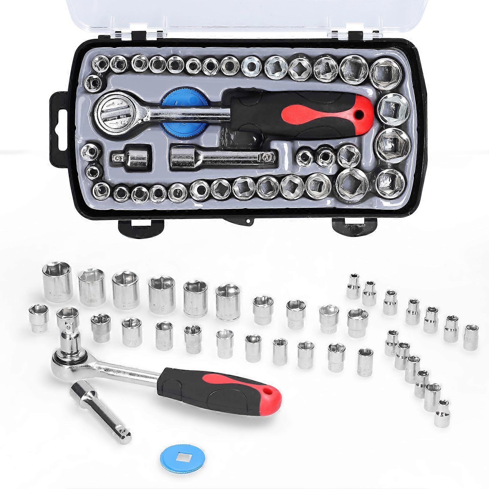 40 PCS Socket Set Practical Motorcycle Bicycle Auto Repairs Tool Set Hexagonal Socket Ratchet Wrench Tool Set with Storage Box
