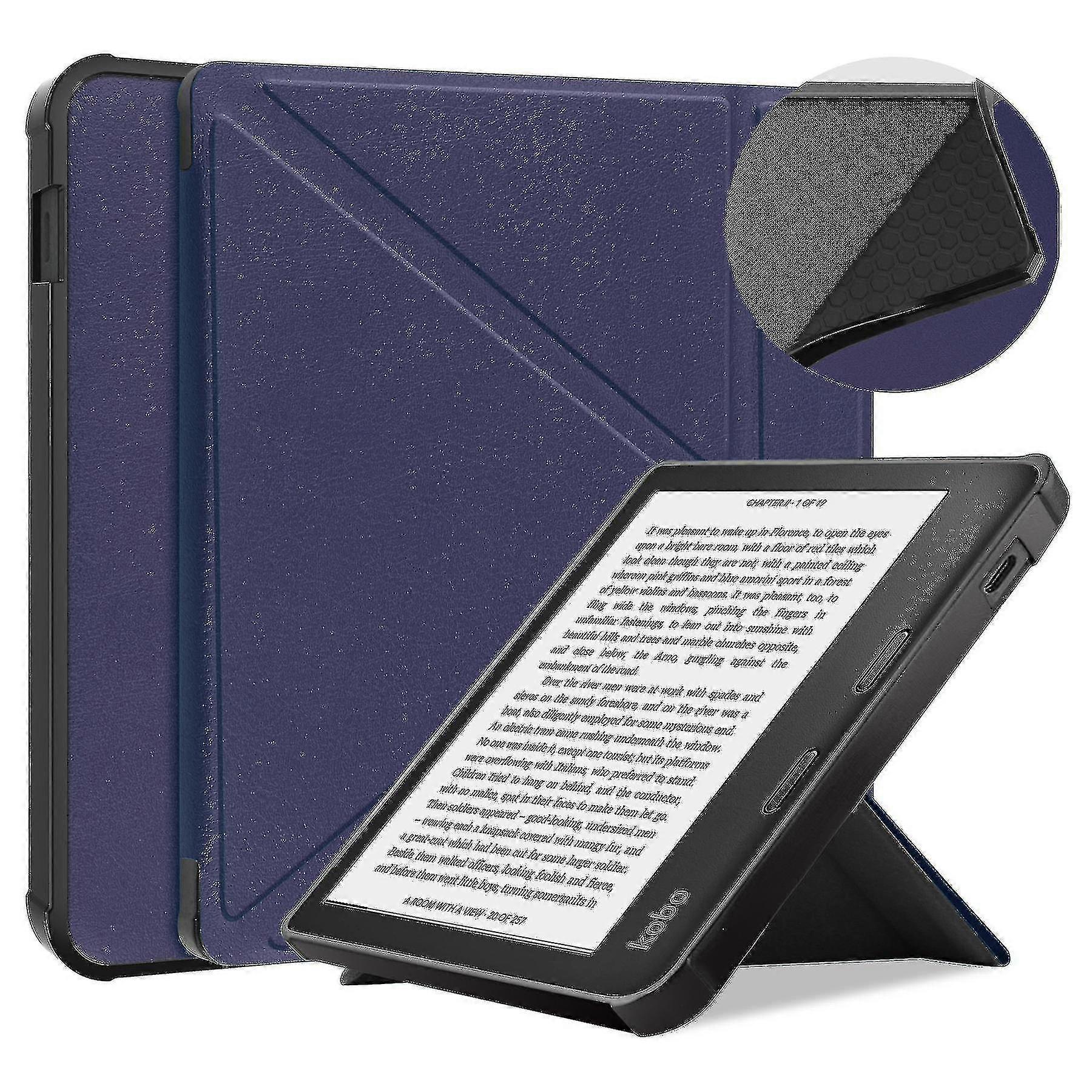 Case Compatible With Kobo Libra 2 - Book Style Pu Leather E-reader Cover Folio Case( Color : Dark Blue )