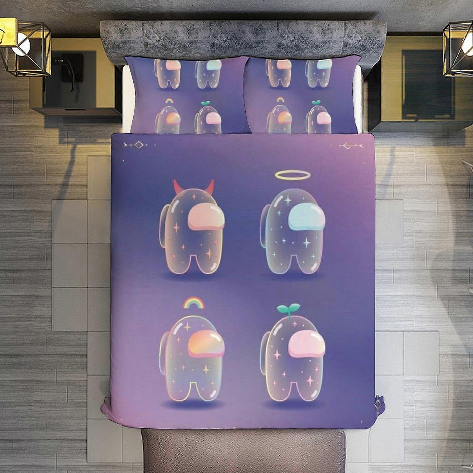 v849  Bed Sheets Bedding 3 Piece Bedding Set,Among us bubbleComforter Set for Kids Boys Teen Tween 3D Lightweight Microfiber Bedding Sets (1 Duvet Cov